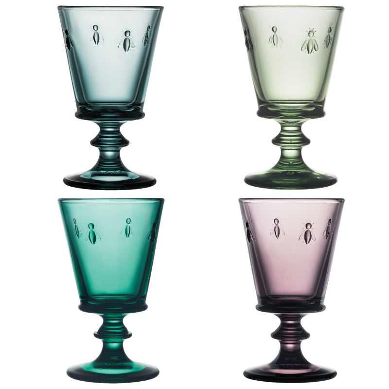 SET OF 4 WINE GLASSES - BEE COLLECTION COLOUR MIX