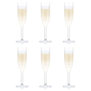 BODUM OKTETT - 6 pcs Durable Champagne Flute Glass 0.20 l