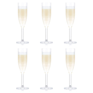 BODUM OKTETT - 6 pcs Durable Champagne Flute Glass 0.20 l