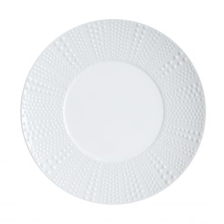 SET OF 6 DINNER PLATES - SANIA WHITE- PORCELAINE DE LIMOGE