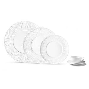 SET OF 6 DINNER PLATES - SANIA WHITE- PORCELAINE DE LIMOGE