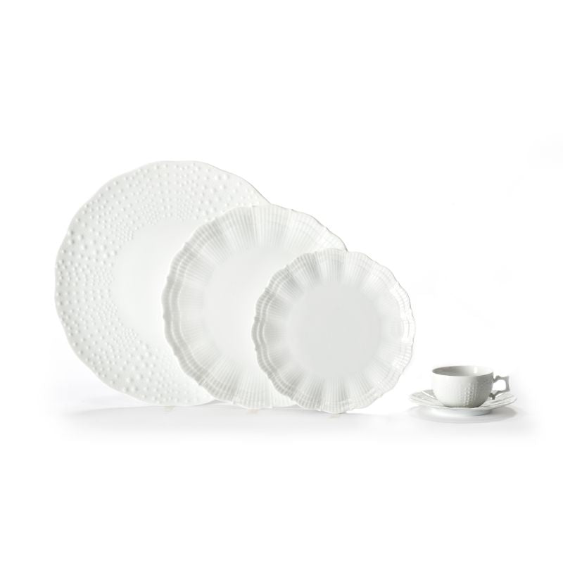 SET OF 3 CHARGER PLATES - CORAL WHITE- PORCELAINE DE LIMOGE
