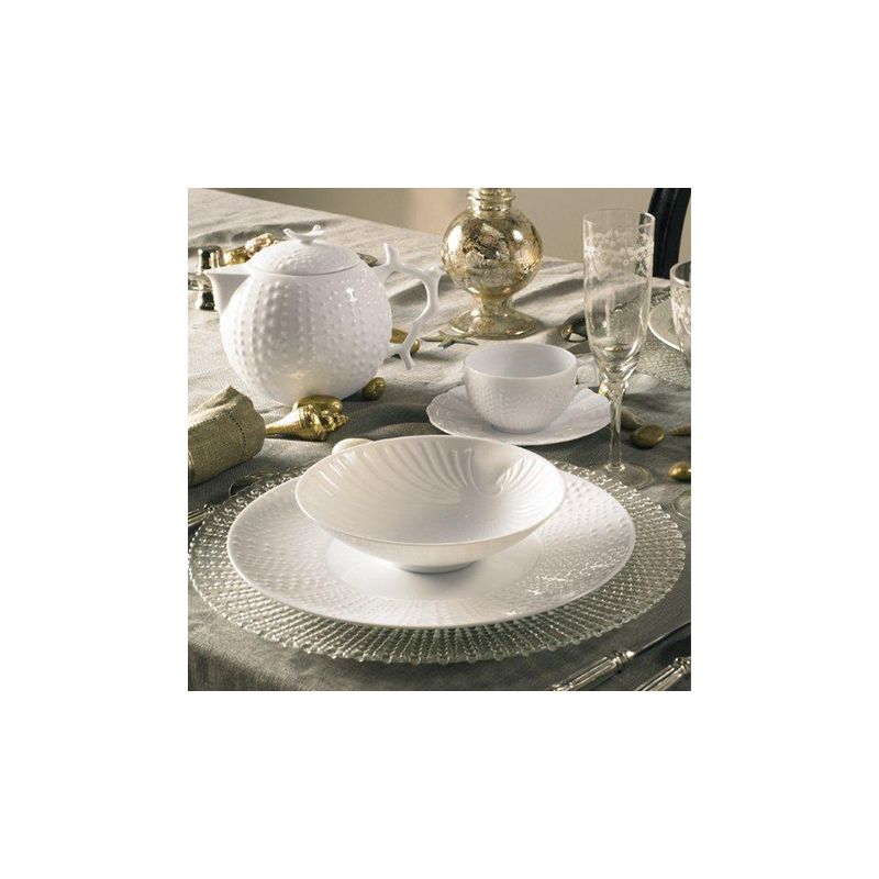 SET OF 3 CHARGER PLATES - CORAL WHITE- PORCELAINE DE LIMOGE